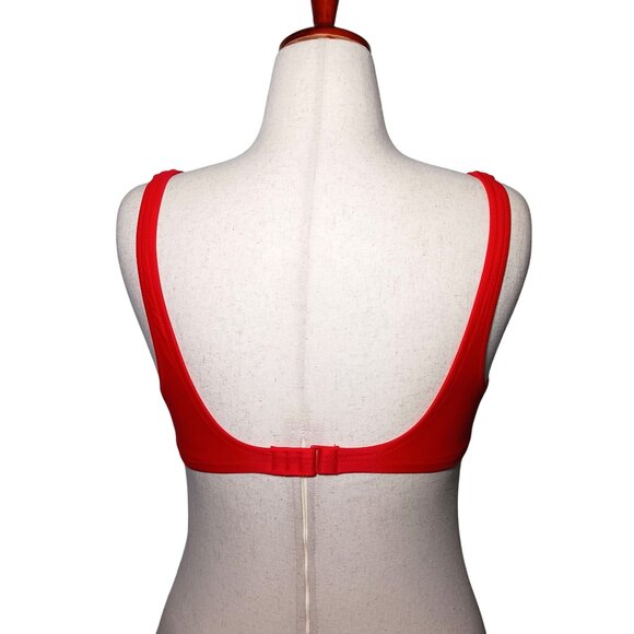NEW J. Crew Women’s Heritage Scoopneck Bikini‎ Swim Top Red M Recycled Material - Picture 5 of 10